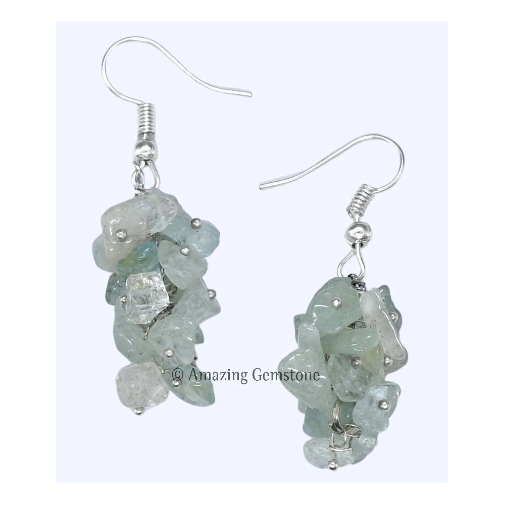 Aquamarine Crystal Earrings (Silver)