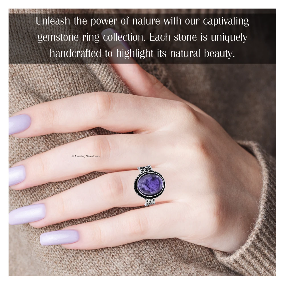 Amethyst Crystal Ring (Silver)