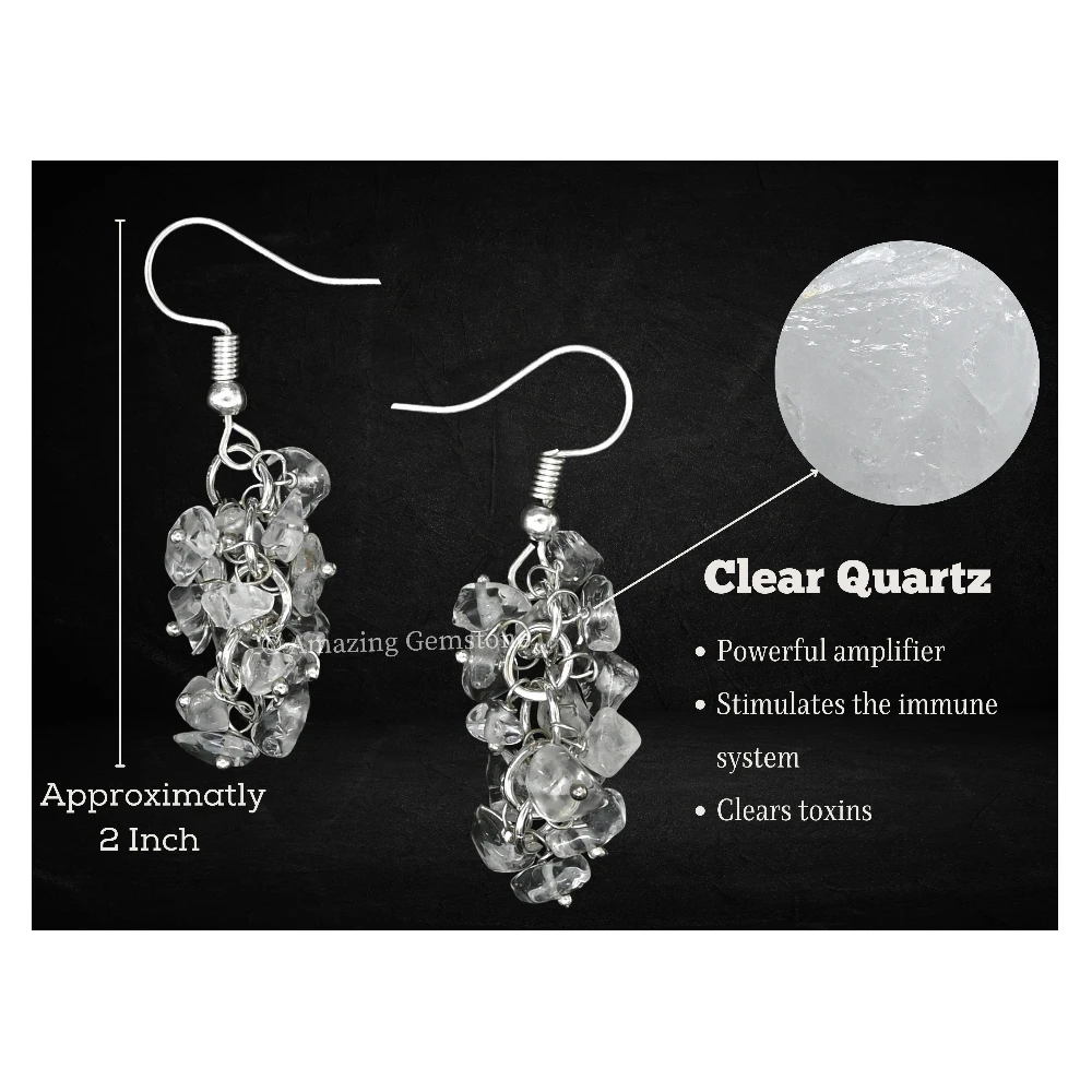 Clear Quartz Crystal Earrings (Silver)
