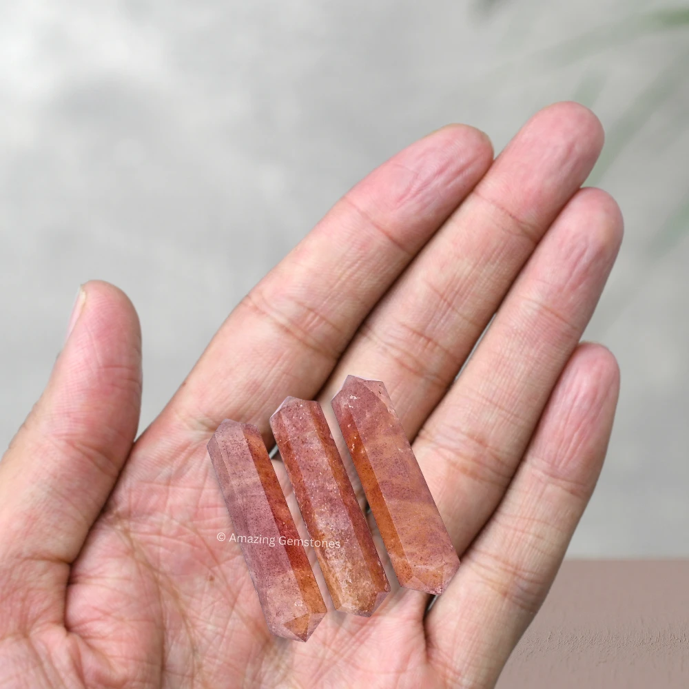 Strawberry Quartz Pencil Points (Double Terminated) (Set of 3)