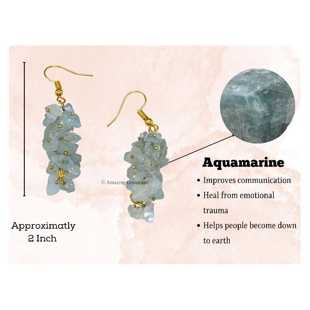 Aquamarine Crystal Earrings (Gold)