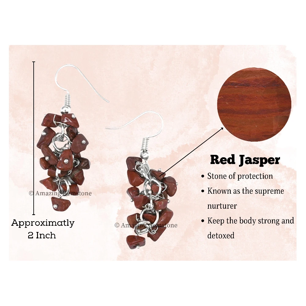 Red Jasper Crystal Earrings (Silver)