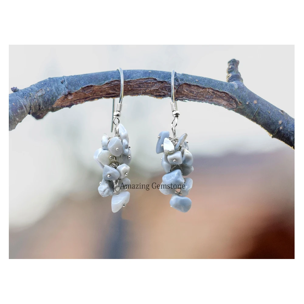 Blue Opal Crystal Earrings (Silver)