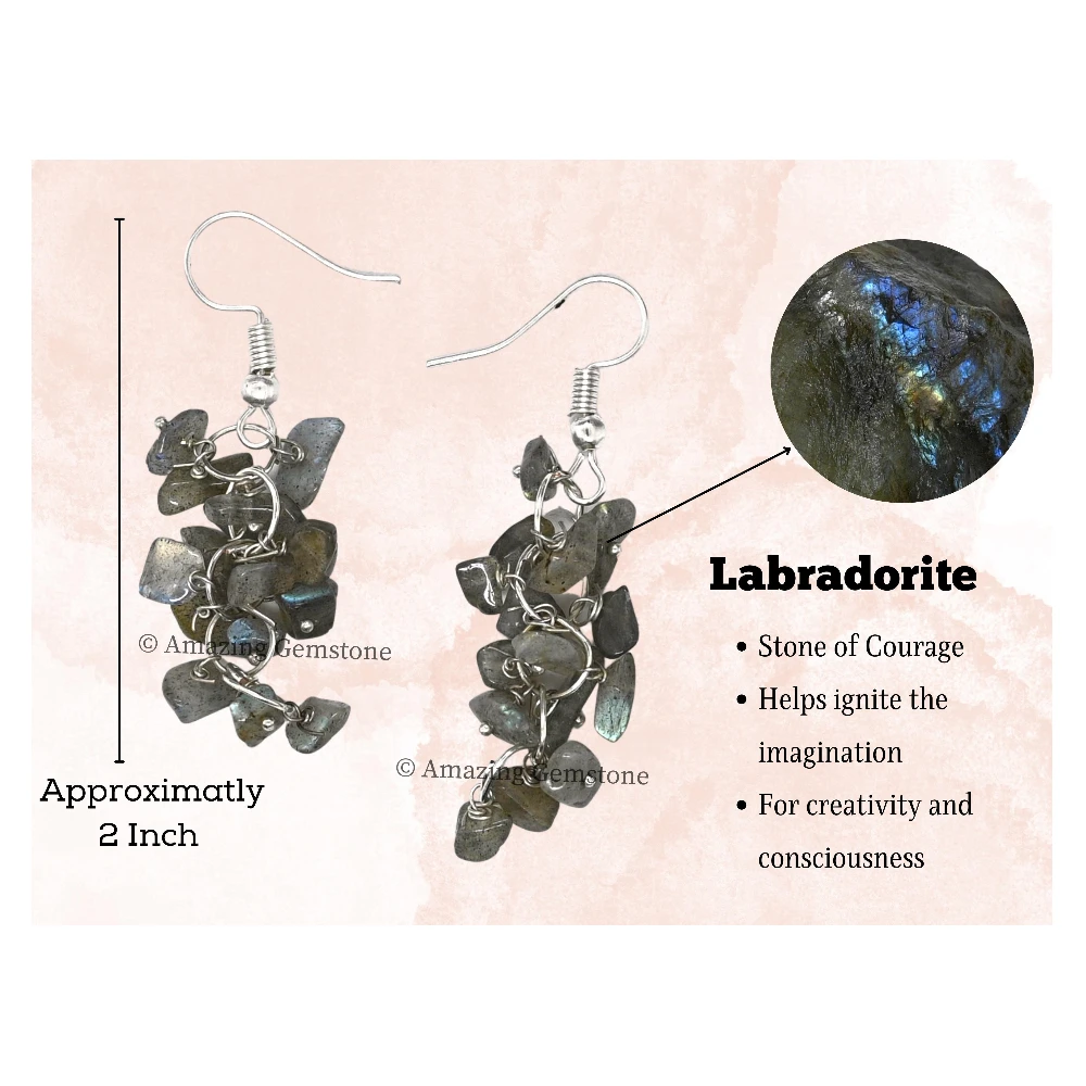 Labradorite Crystal Earrings (Silver)