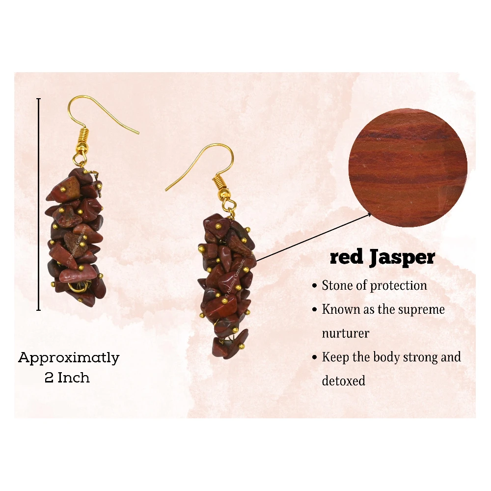 Red Jasper Crystal Earrings (Gold)