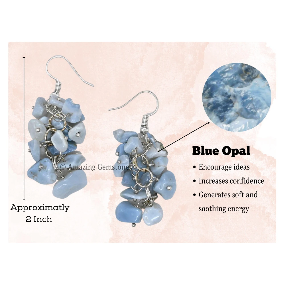 Blue Opal Crystal Earrings (Silver)
