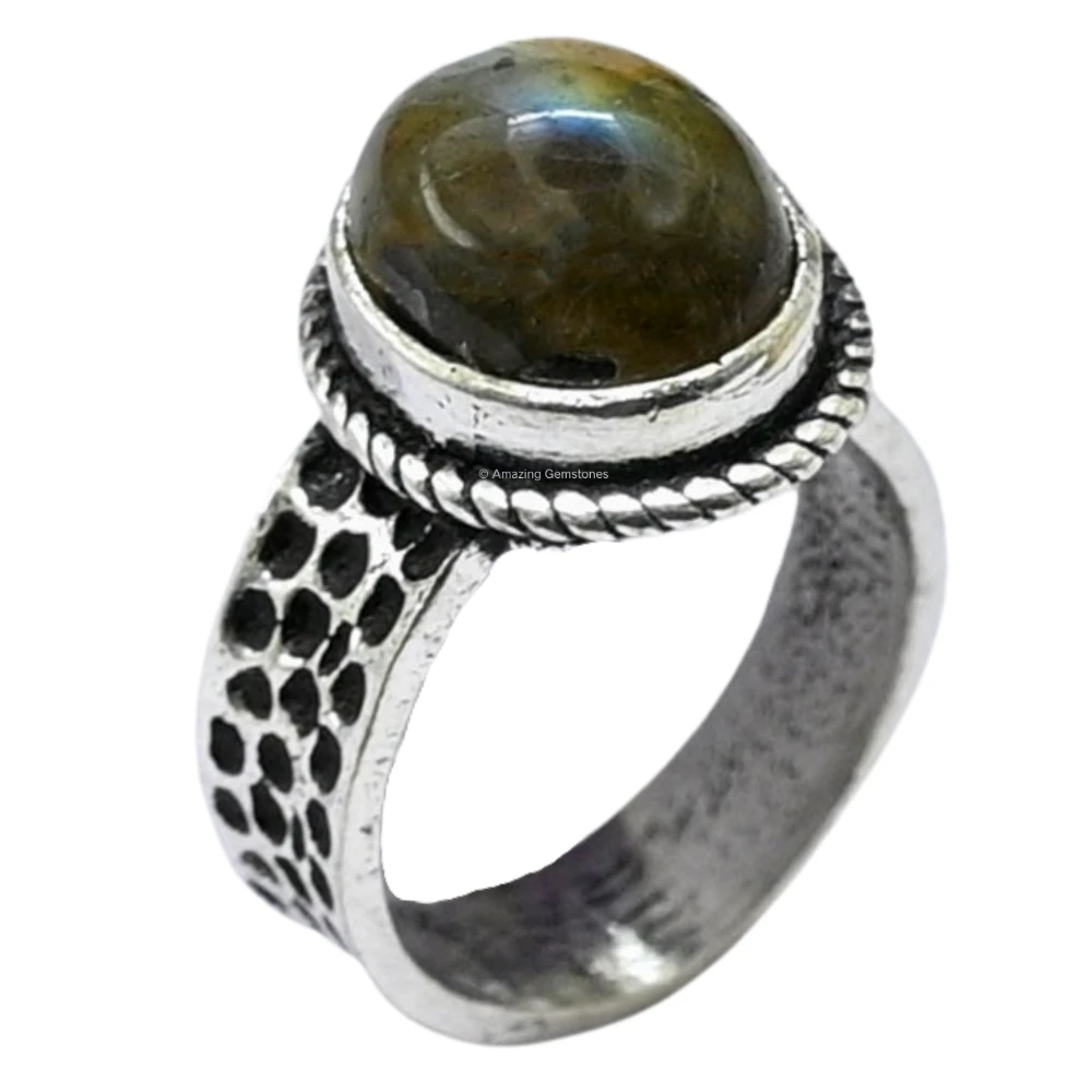 Labradorite Crystal Ring (Silver)