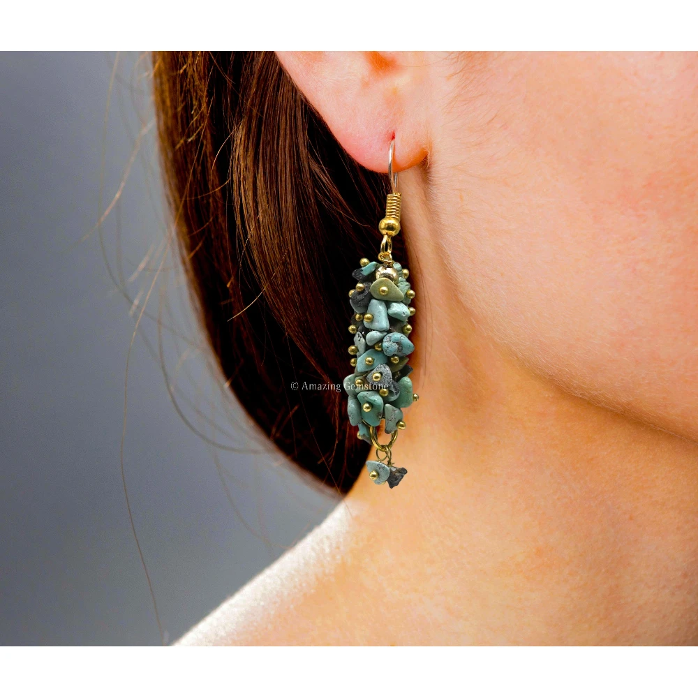 Larimar Crystal Earrings (Gold)