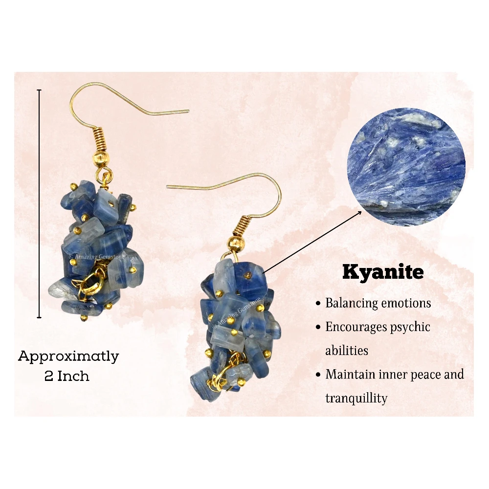 Kyanite Crystal Earrings (Gold)