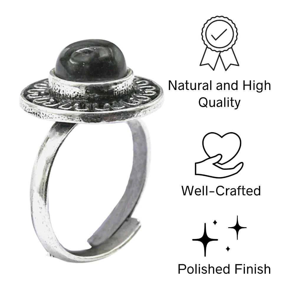 Amethyst Crystal Bead Ring (Silver)