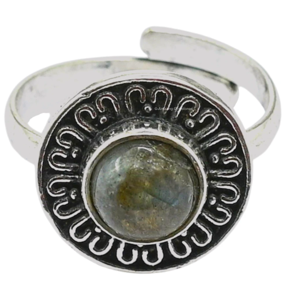 Labradorite Crystal Bead Ring (Silver)