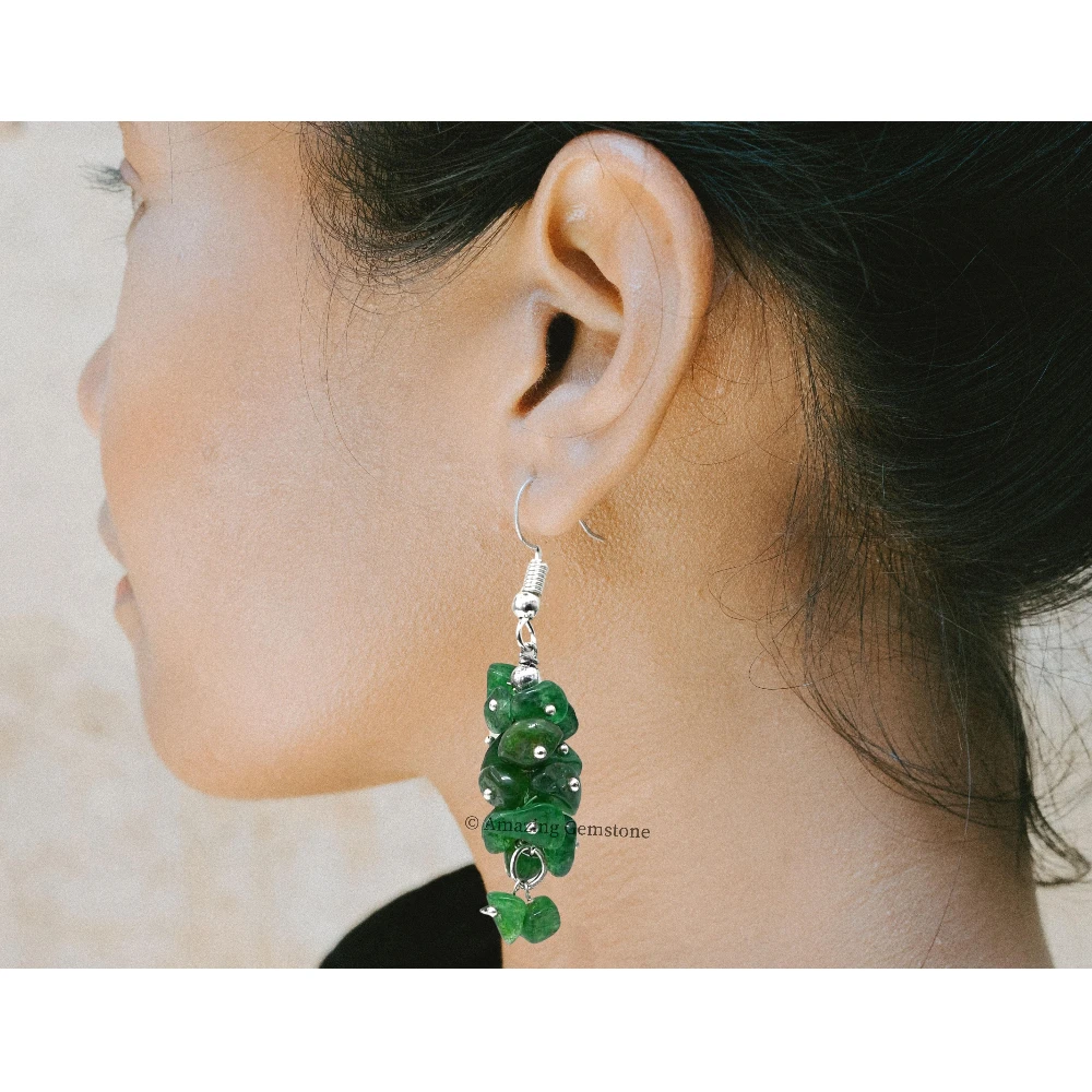 Green Aventurine Crystal Earrings (Silver)
