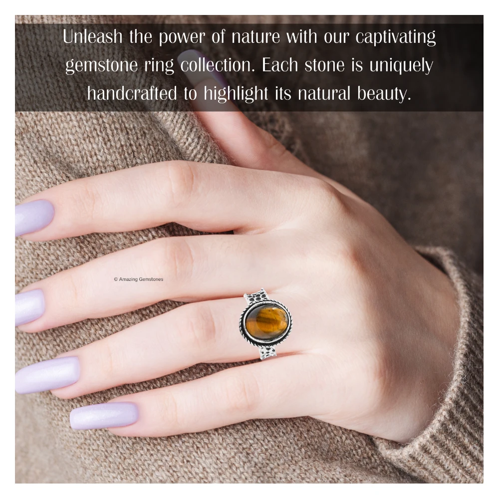 Tiger Eye Crystal Ring (Silver)