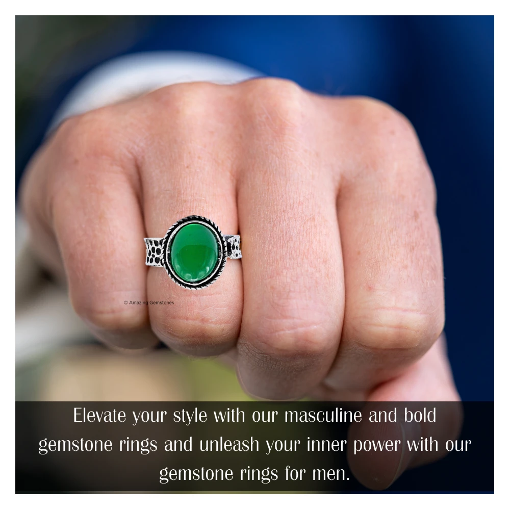 Green Onyx Crystal Ring (Silver)