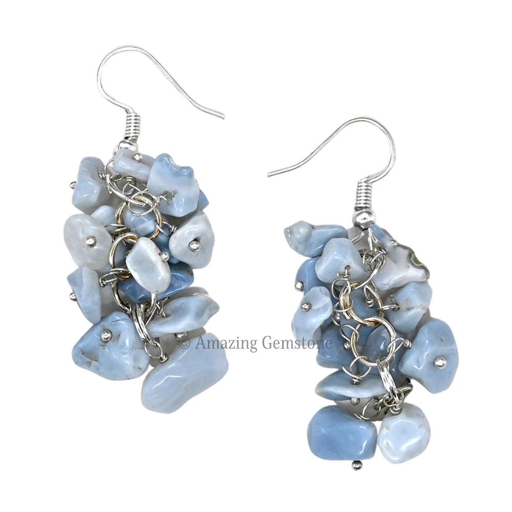 Blue Opal Crystal Earrings (Silver)