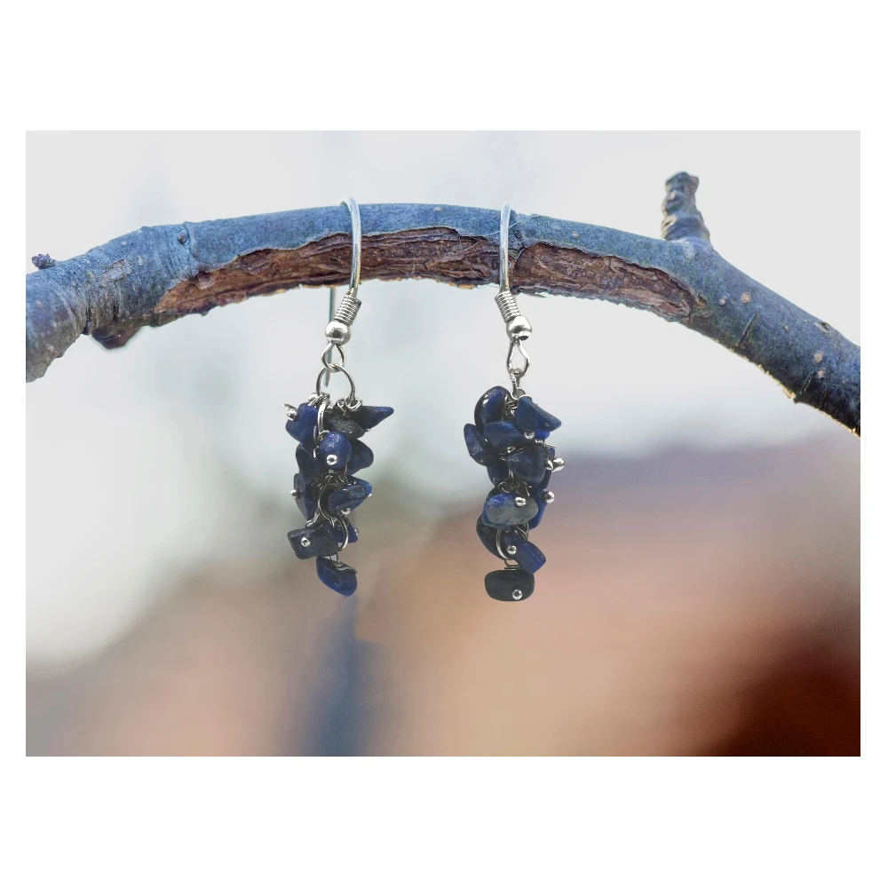 Lapis Lazuli Crystal Earrings (Silver)