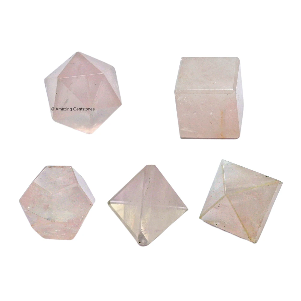 Rose Quartz Platonic Solid - 5 Pcs