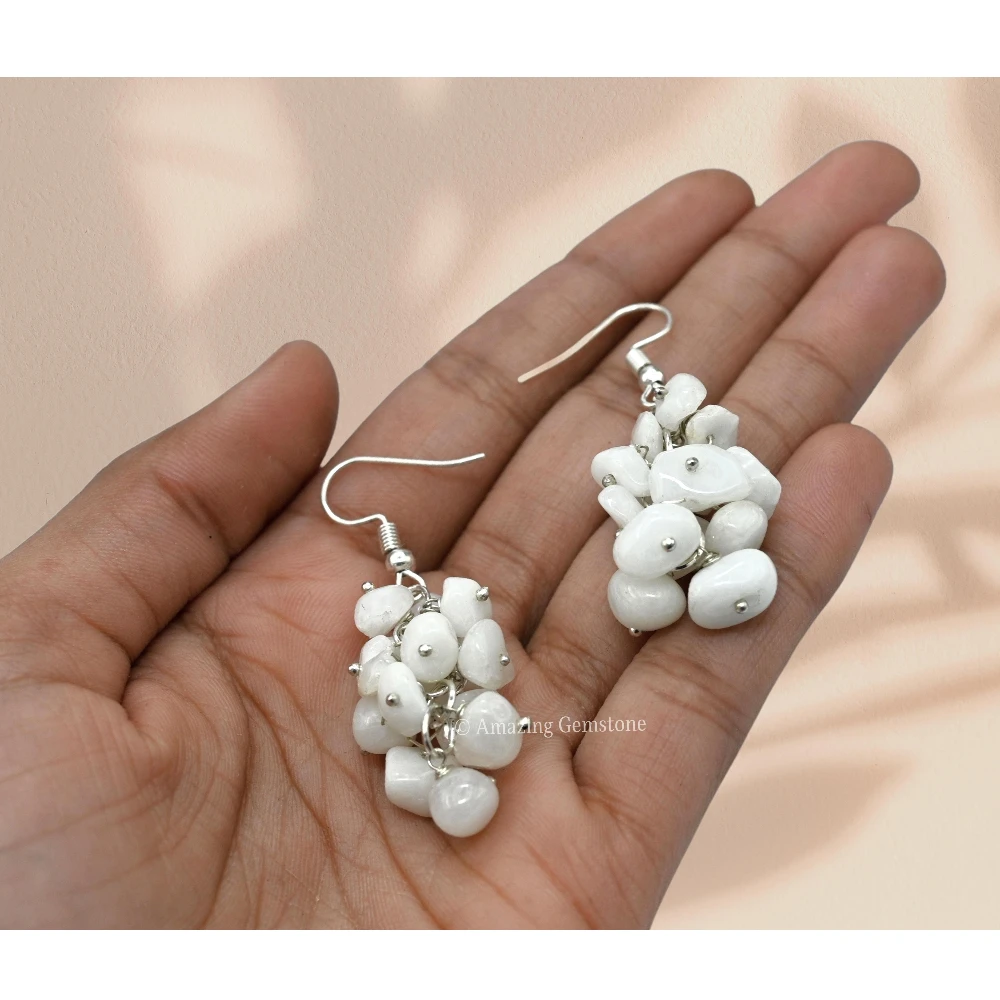 Snow Quartz Crystal Earrings (Silver)