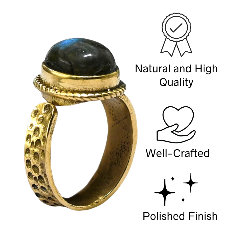 Labradorite Crystal Ring (Gold)