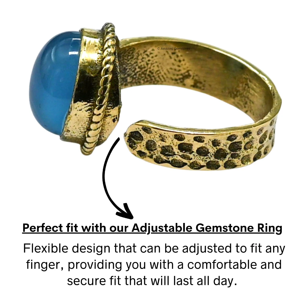 Blue Chalcedony Crystal Ring (Gold)
