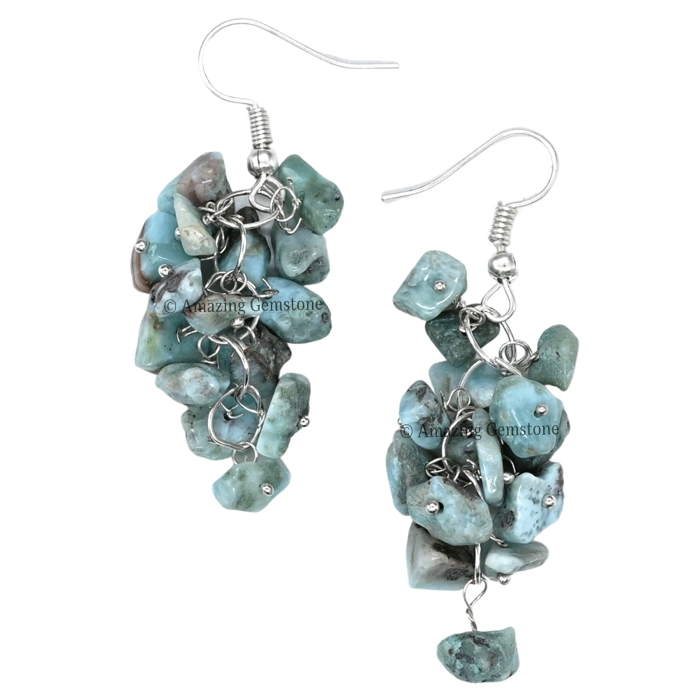 Larimar Crystal Earrings (Silver)