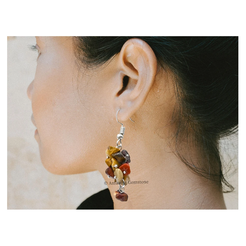Mookaite Jasper Crystal Earrings (Silver)