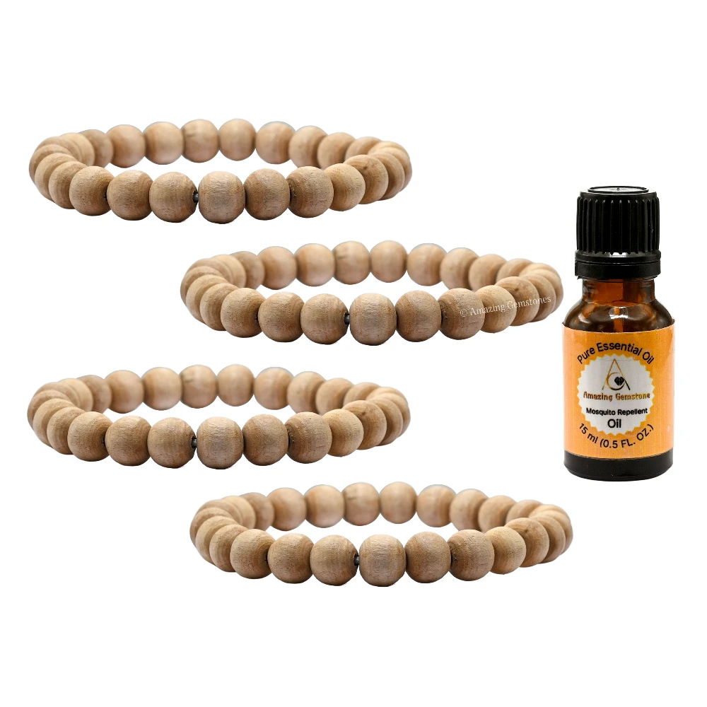 Premium Tulsi Mosquito Repellent Bracelet Set with Essential Oil (Pack of 4)