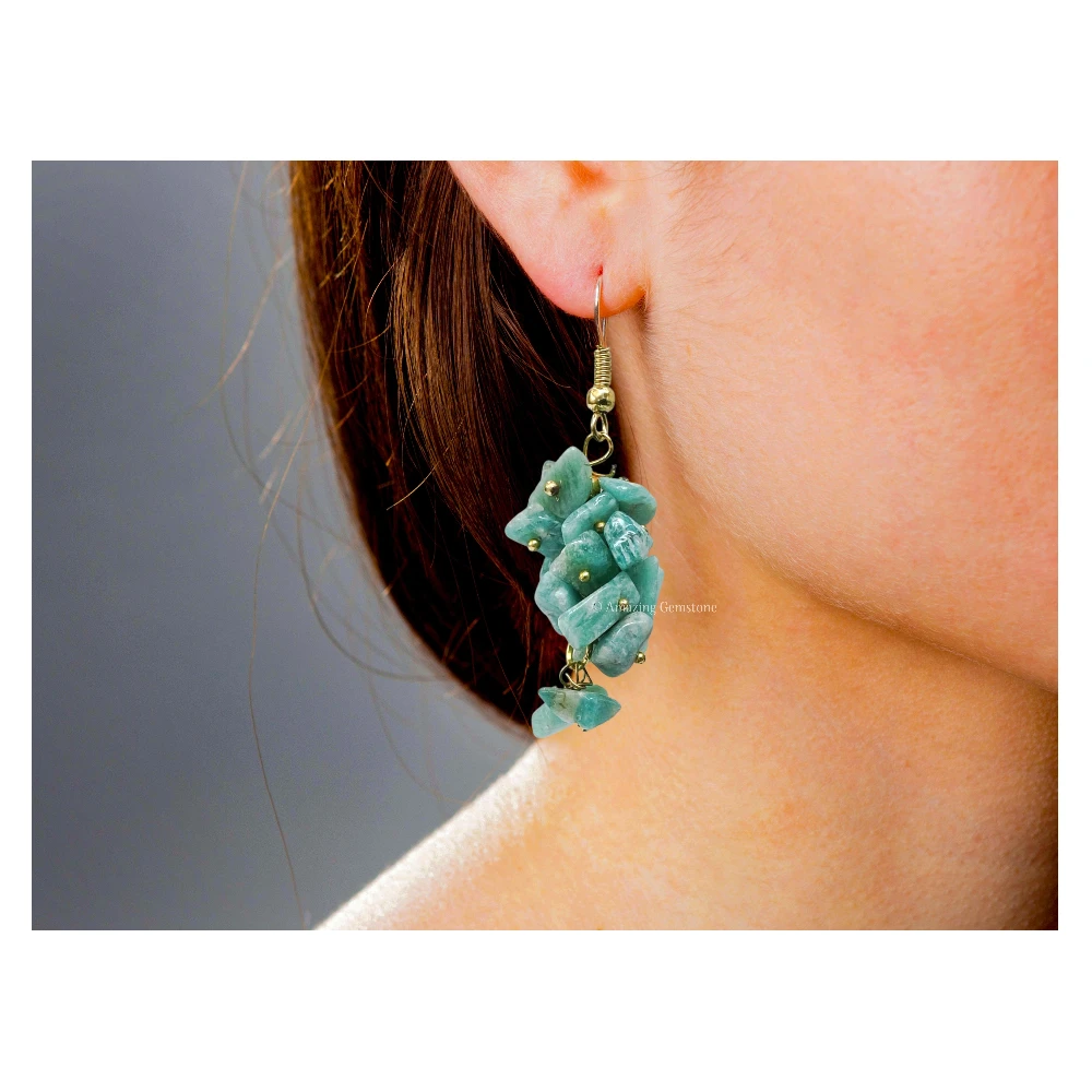 Amazonite Crystal Earrings (Gold)