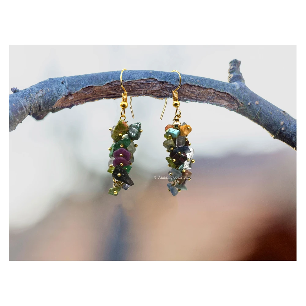 Mix Chakra Crystal Earrings (Gold)