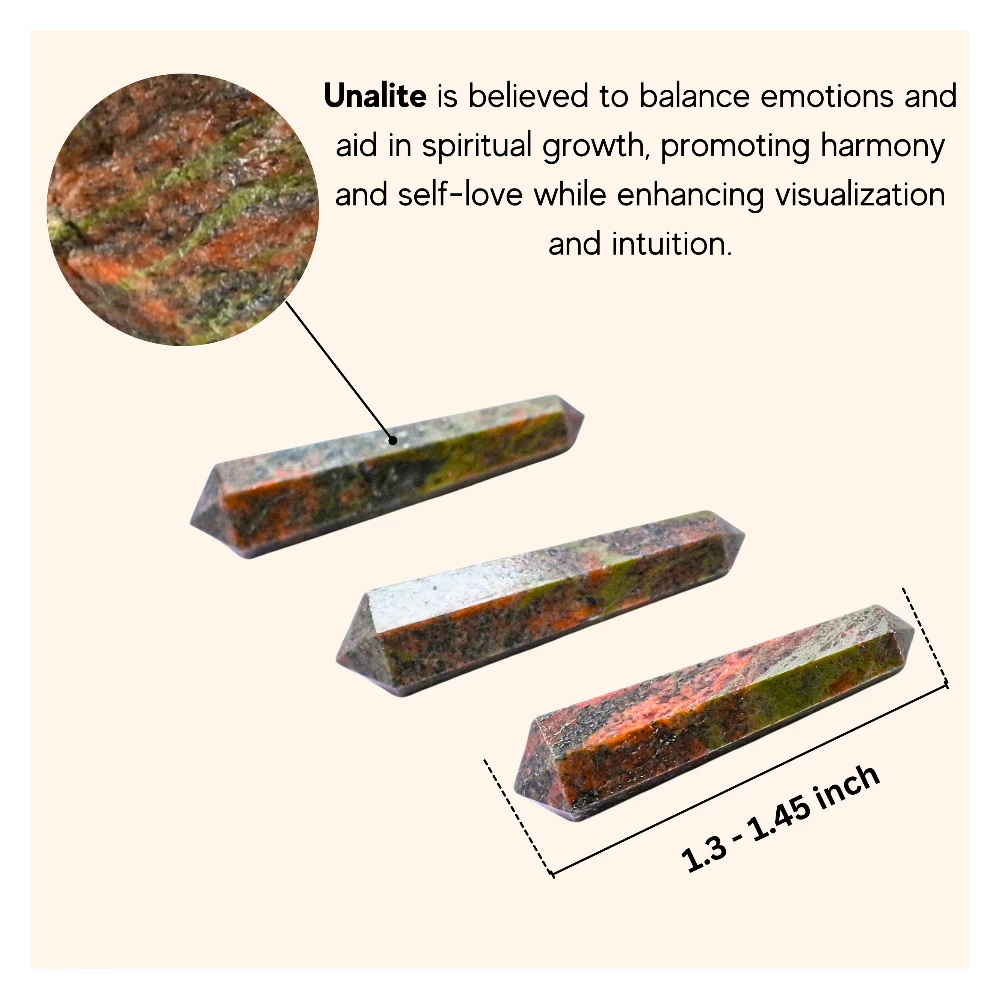 Unakite Pencil Points (Double Terminated) (Set of 3)