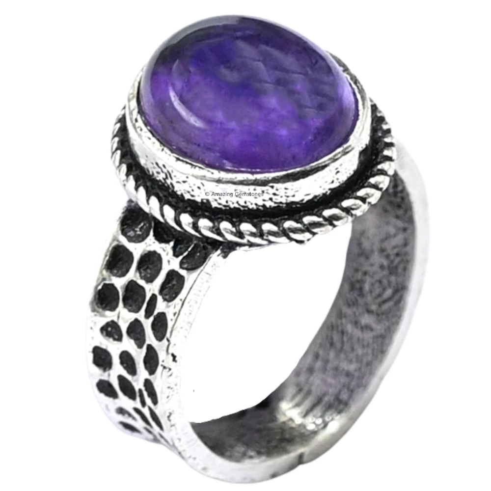 Amethyst Crystal Ring (Silver)