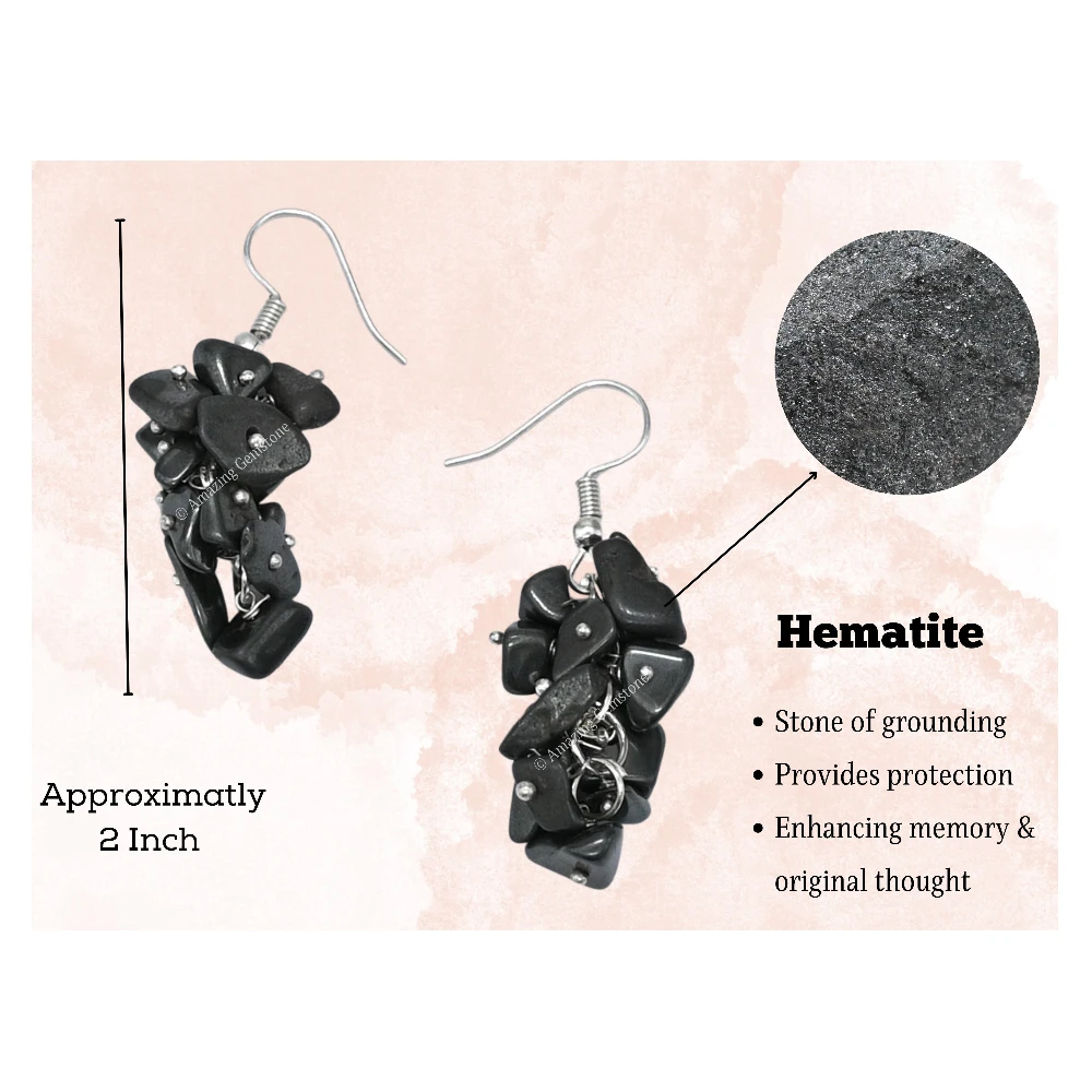 Hematite Crystal Earrings (Silver)
