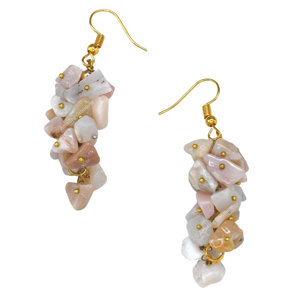 Pink Opal Crystal Earrings (Gold)