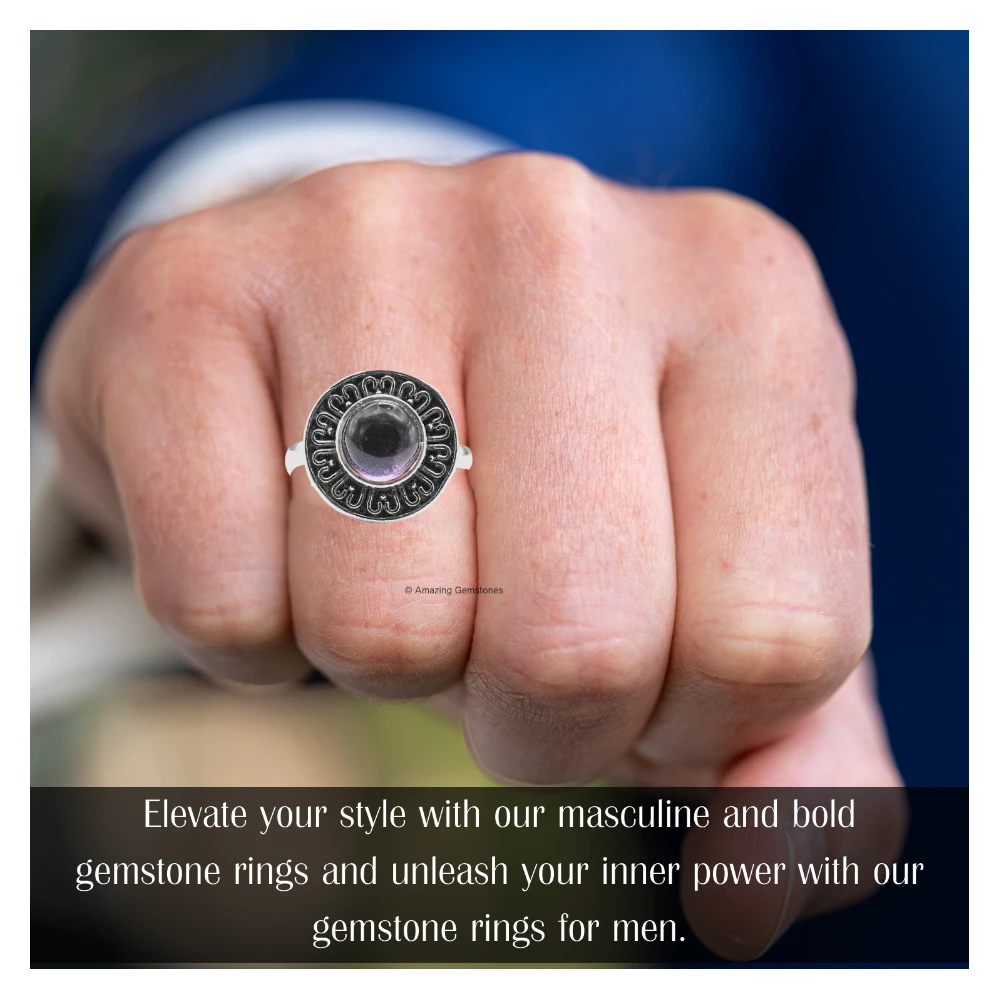 Amethyst Crystal Bead Ring (Silver)