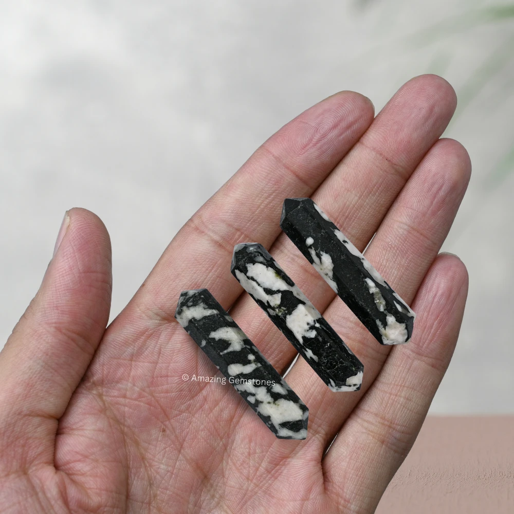 Black and White Tourmaline Pencil Points (Double Terminated) (Set of 3)