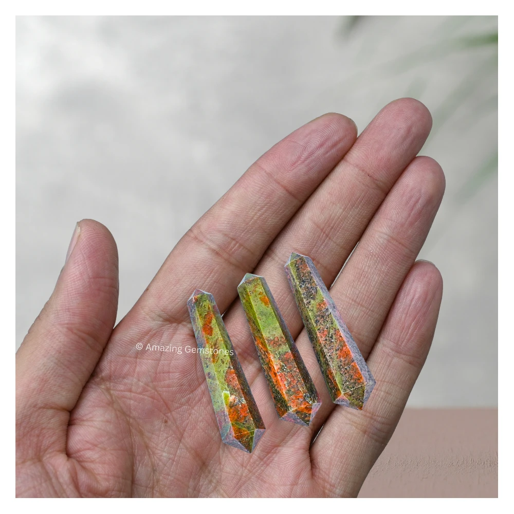 Unakite Pencil Points (Double Terminated) (Set of 3)