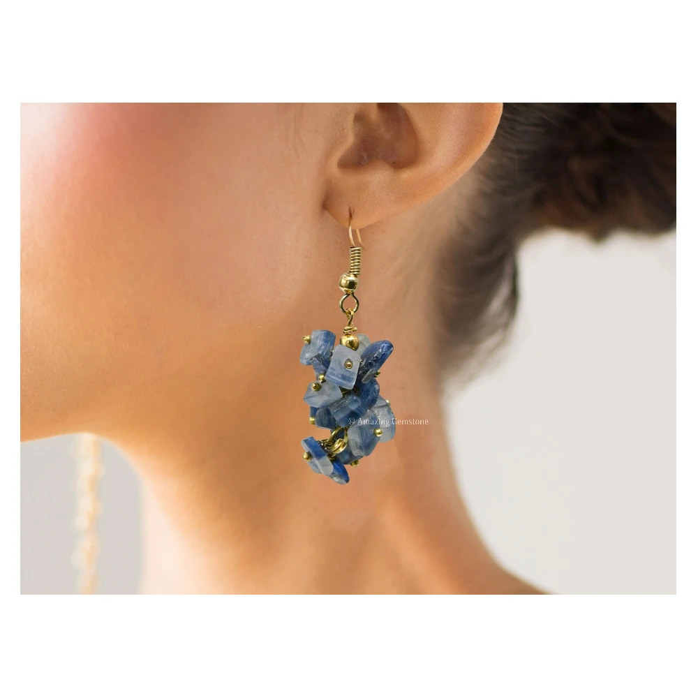 Kyanite Crystal Earrings (Gold)