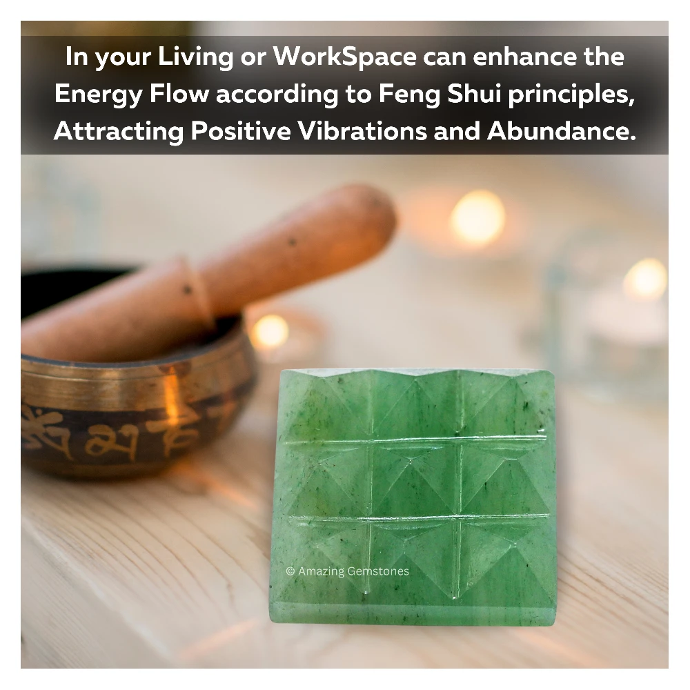 Green Aventurine 9 Pyramid Plate