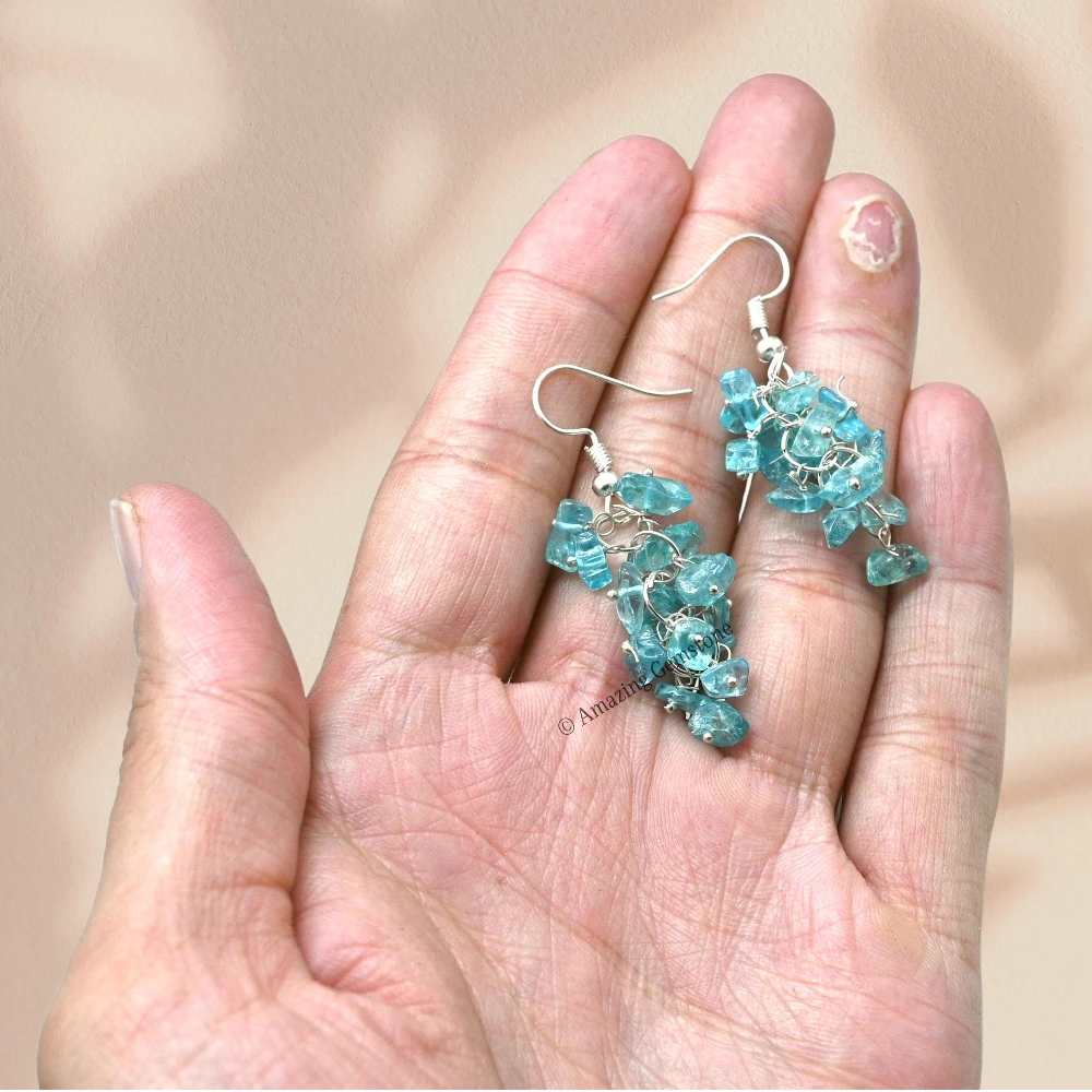 Apatite Crystal Earrings (Silver)