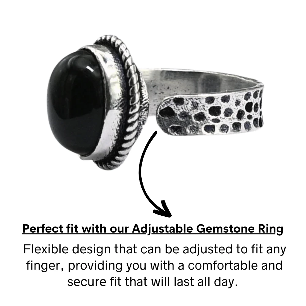 Black Onyx Crystal Ring (Silver)
