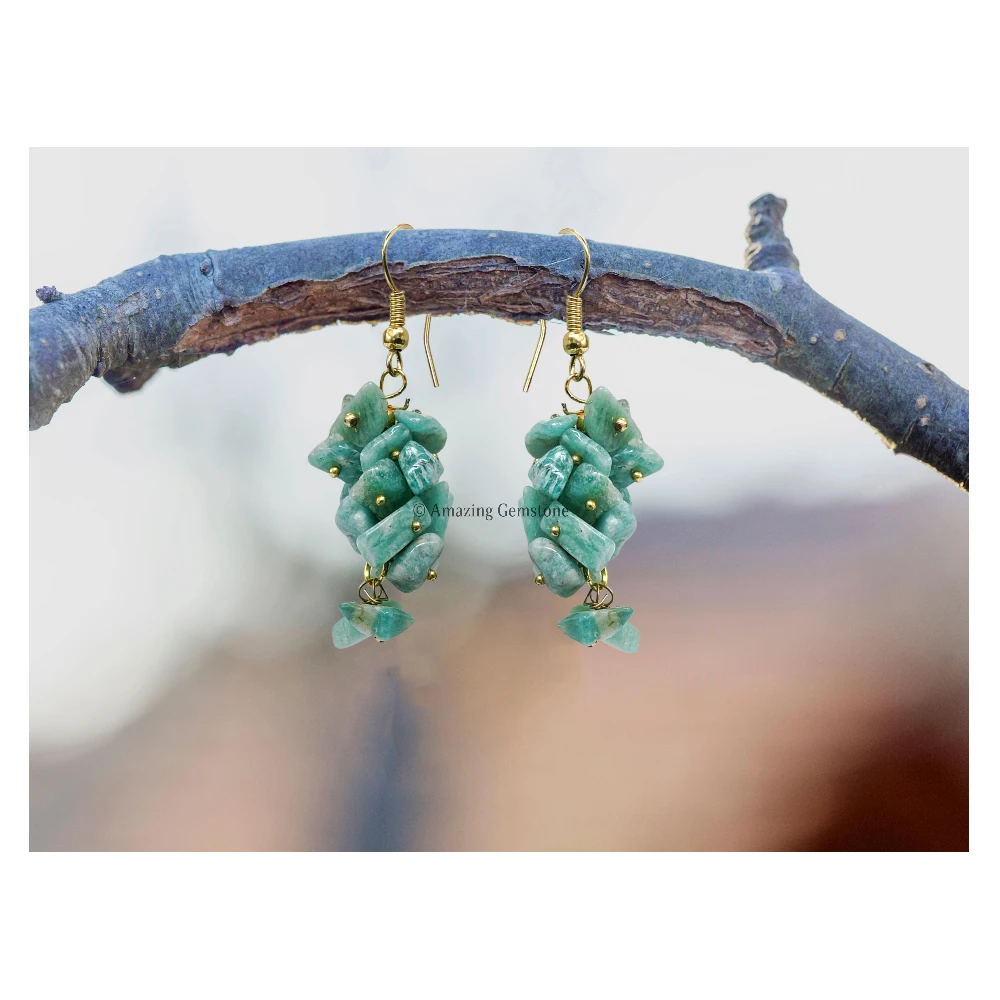 Amazonite Crystal Earrings (Gold)