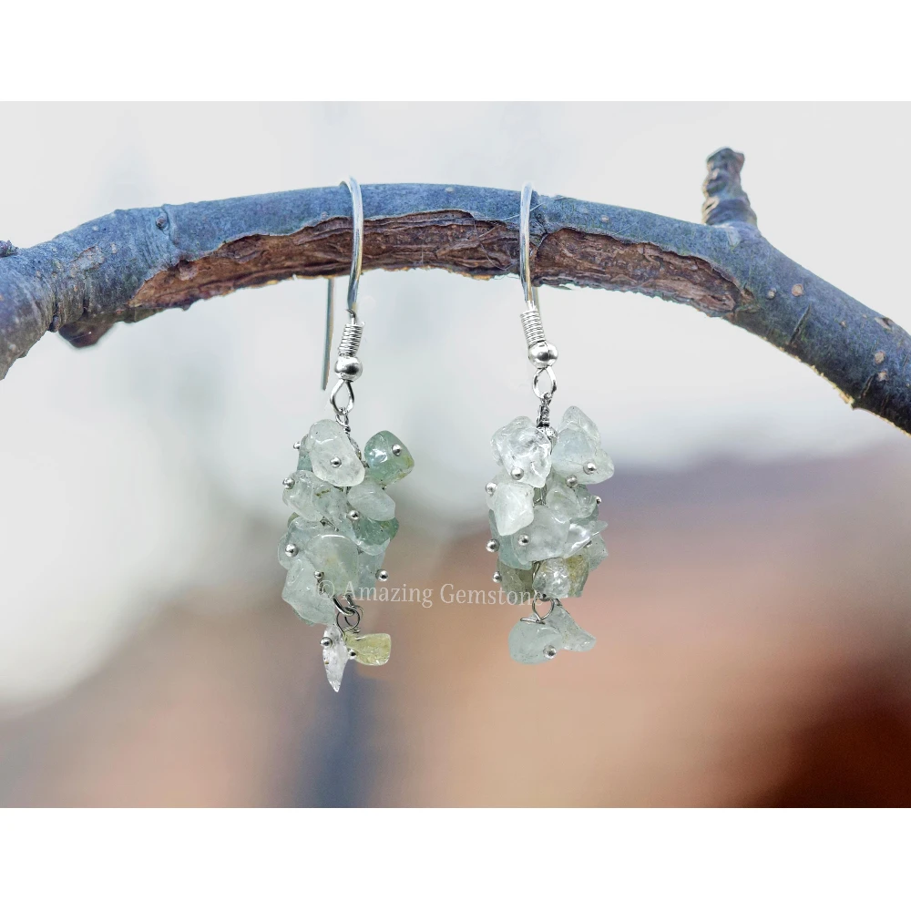 Aquamarine Crystal Earrings (Silver)