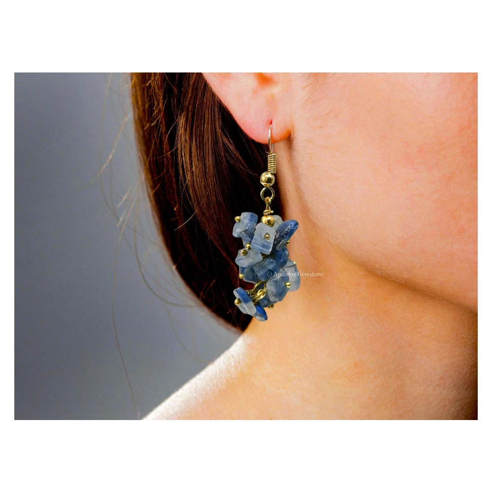 Kyanite Crystal Earrings (Gold)
