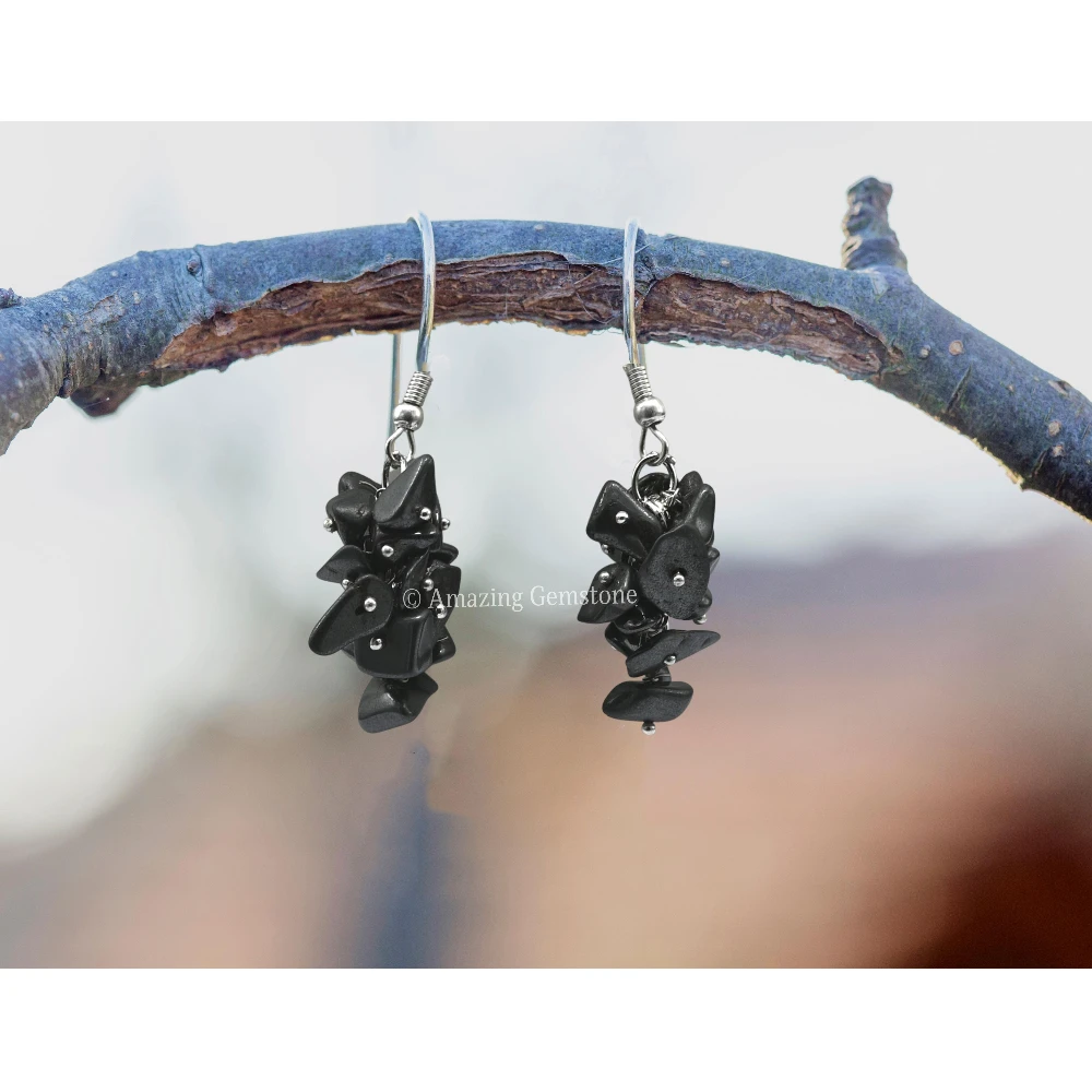 Hematite Crystal Earrings (Silver)