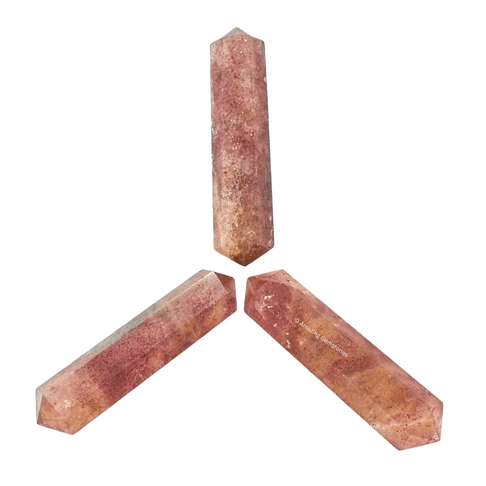 Strawberry Quartz Pencil Points (Double Terminated) (Set of 3)