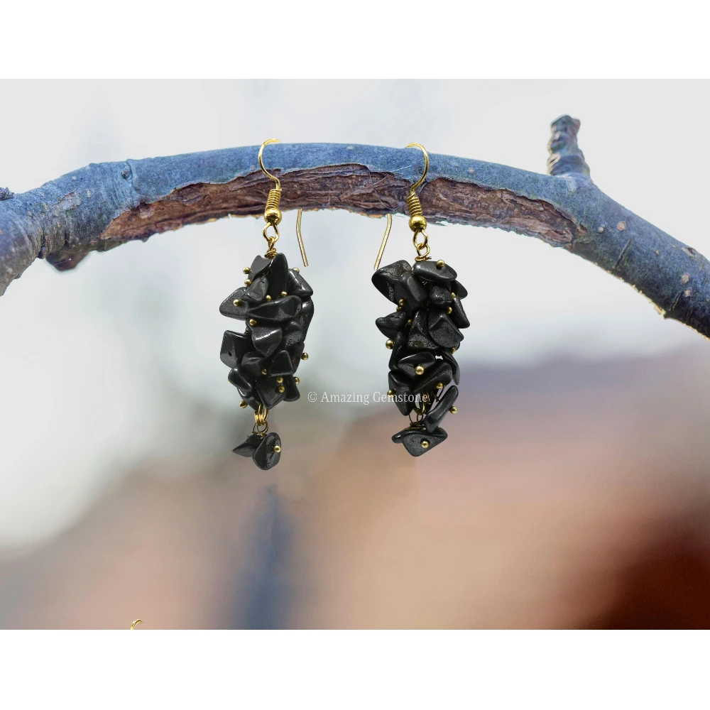 Hematite Crystal Earrings (Gold)