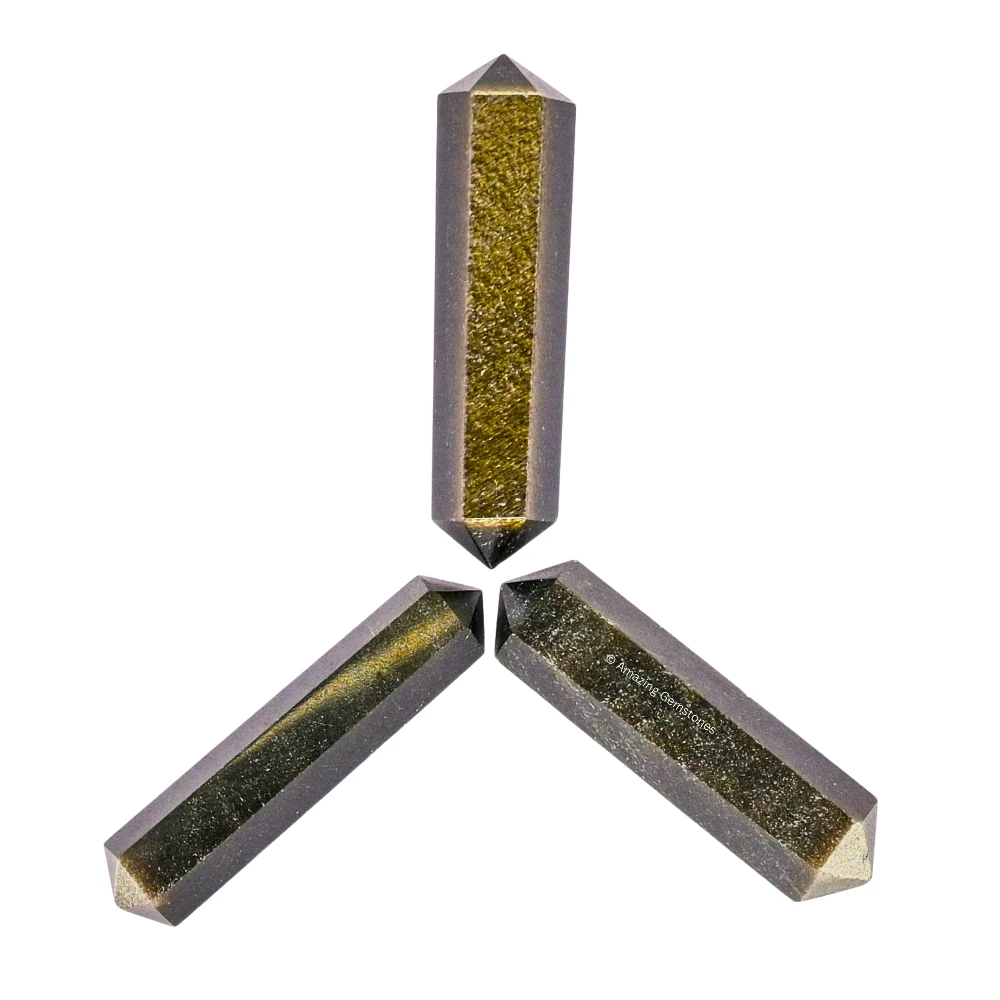 Gold Sheen Obsidian Pencil Points (Double Terminated) (Set of 3)