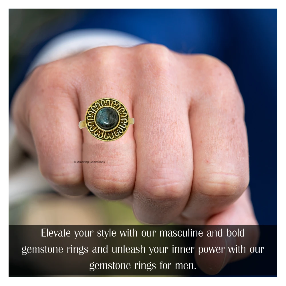 Labradorite Crystal Bead Ring (Gold)