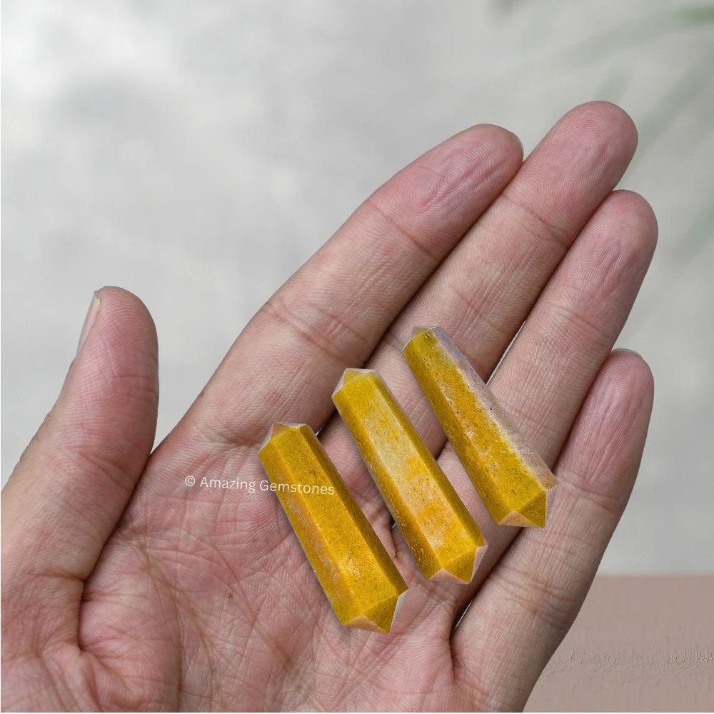 Yellow Jasper Pencil Points (Double Terminated) (Set of 3)
