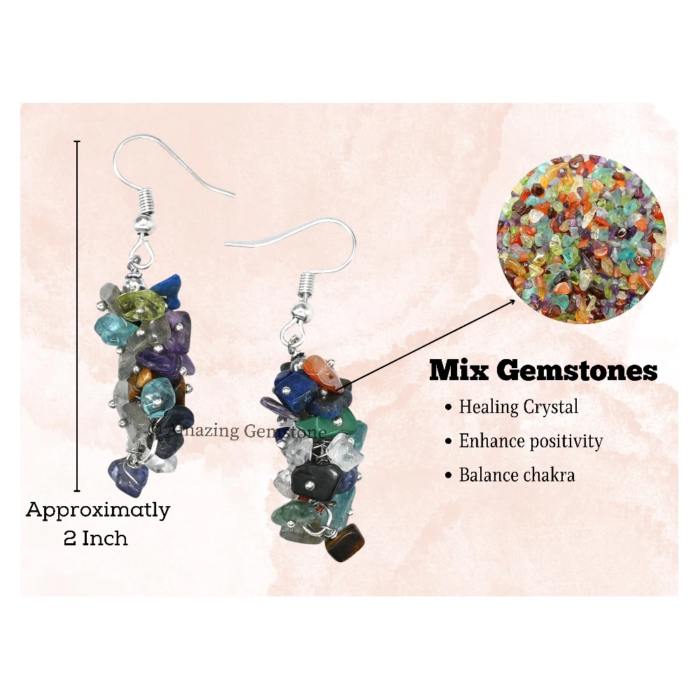 Mix Chakra Crystal Earrings (Silver)